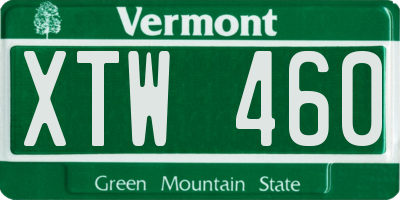 VT license plate XTW460