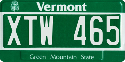 VT license plate XTW465