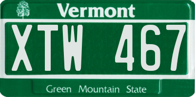 VT license plate XTW467