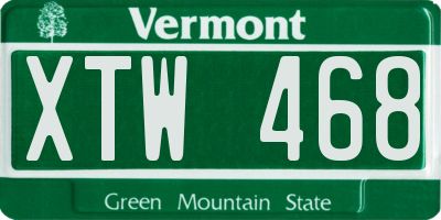 VT license plate XTW468