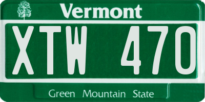 VT license plate XTW470
