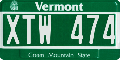 VT license plate XTW474