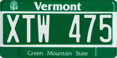 VT license plate XTW475