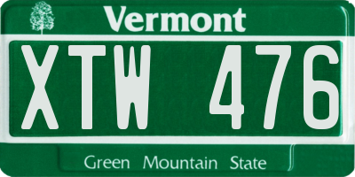 VT license plate XTW476