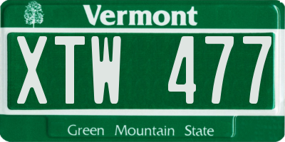 VT license plate XTW477