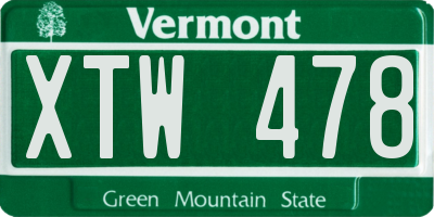 VT license plate XTW478