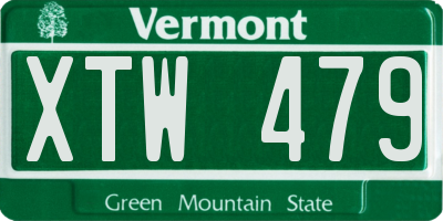 VT license plate XTW479