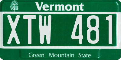 VT license plate XTW481