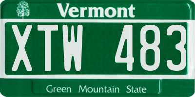 VT license plate XTW483