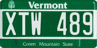 VT license plate XTW489