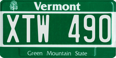 VT license plate XTW490