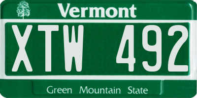 VT license plate XTW492