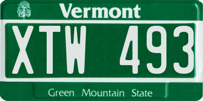 VT license plate XTW493