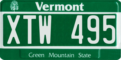 VT license plate XTW495