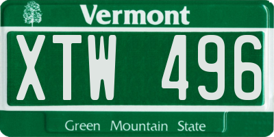 VT license plate XTW496