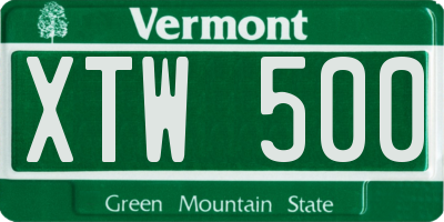 VT license plate XTW500