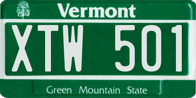 VT license plate XTW501
