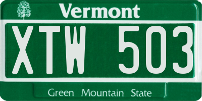 VT license plate XTW503