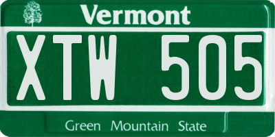 VT license plate XTW505