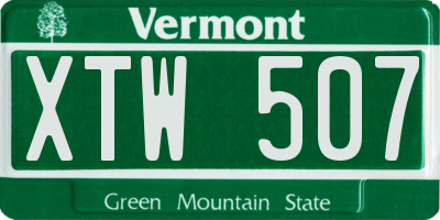 VT license plate XTW507