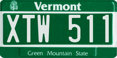 VT license plate XTW511