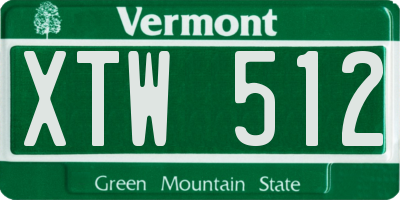 VT license plate XTW512