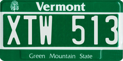 VT license plate XTW513