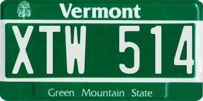 VT license plate XTW514