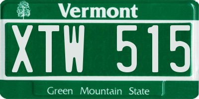 VT license plate XTW515
