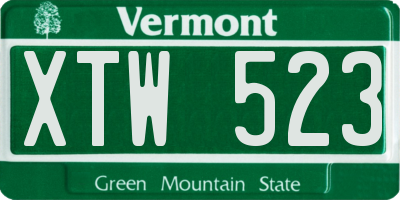 VT license plate XTW523