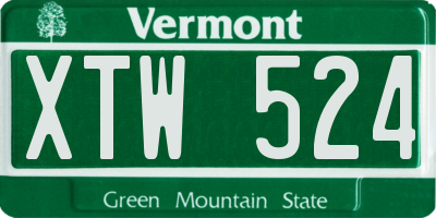 VT license plate XTW524