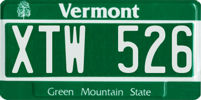 VT license plate XTW526