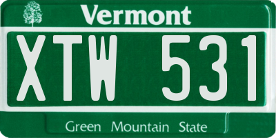 VT license plate XTW531