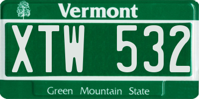 VT license plate XTW532
