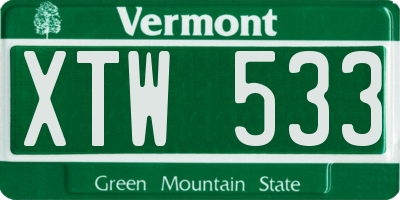 VT license plate XTW533