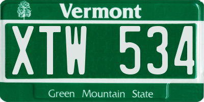 VT license plate XTW534
