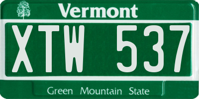 VT license plate XTW537