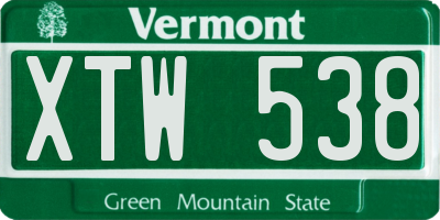 VT license plate XTW538