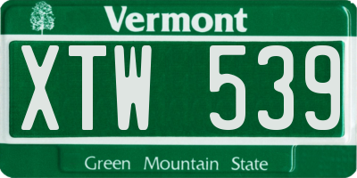 VT license plate XTW539