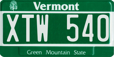 VT license plate XTW540