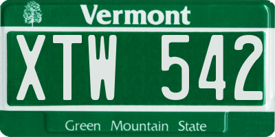 VT license plate XTW542
