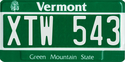 VT license plate XTW543