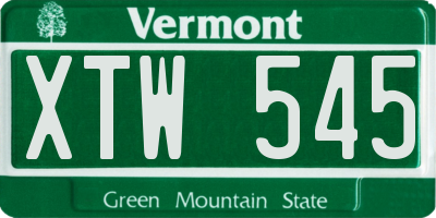 VT license plate XTW545