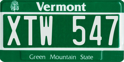 VT license plate XTW547