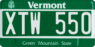 VT license plate XTW550