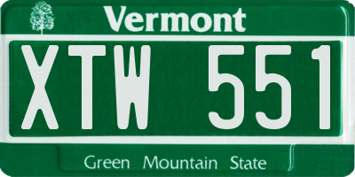VT license plate XTW551