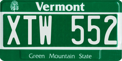 VT license plate XTW552