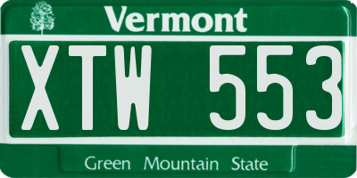 VT license plate XTW553