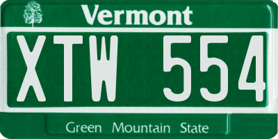 VT license plate XTW554