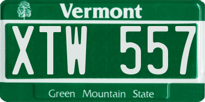 VT license plate XTW557